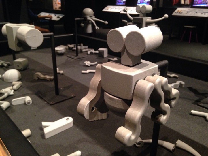 An interactive station showing the way basic pieces can be recombined in different ways to create whole new characters – this is often how background characters are made.